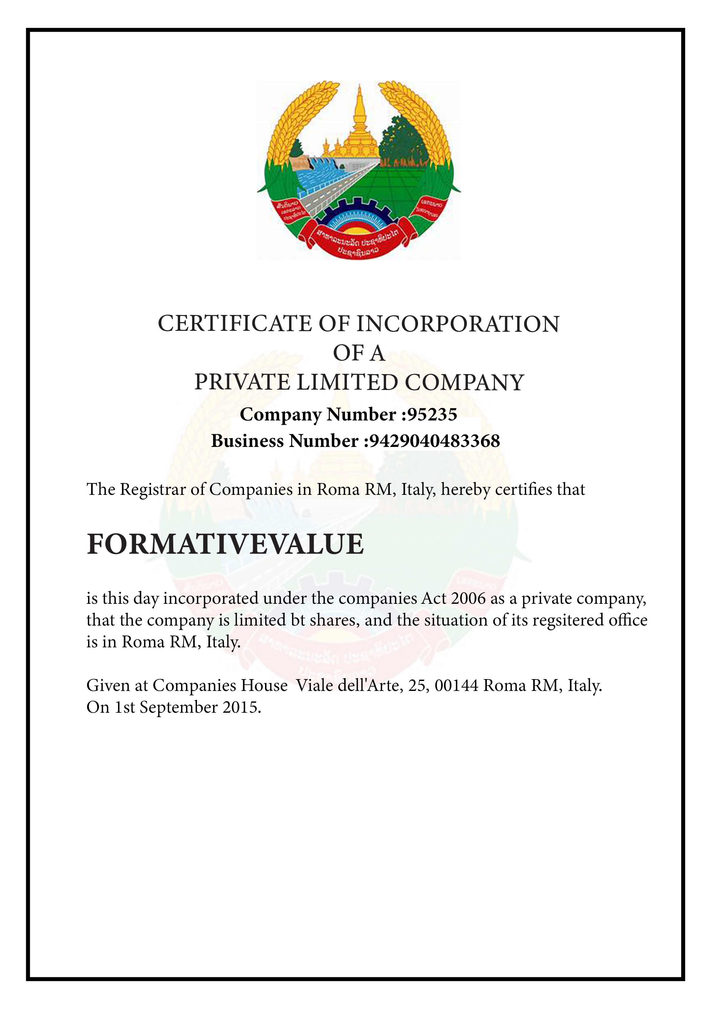  certificate
